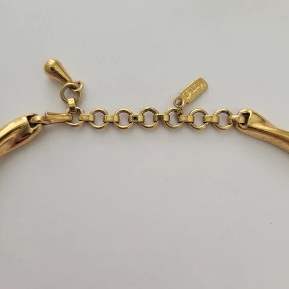 Vintage Monet Statement Necklace Choker Liquid Flow Links Gold Tone Retro 15-18" - Picture 6 of 9